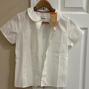 NWT French Toast Girl's Short Sleeve Peter Pan Collar Blouse white size 12